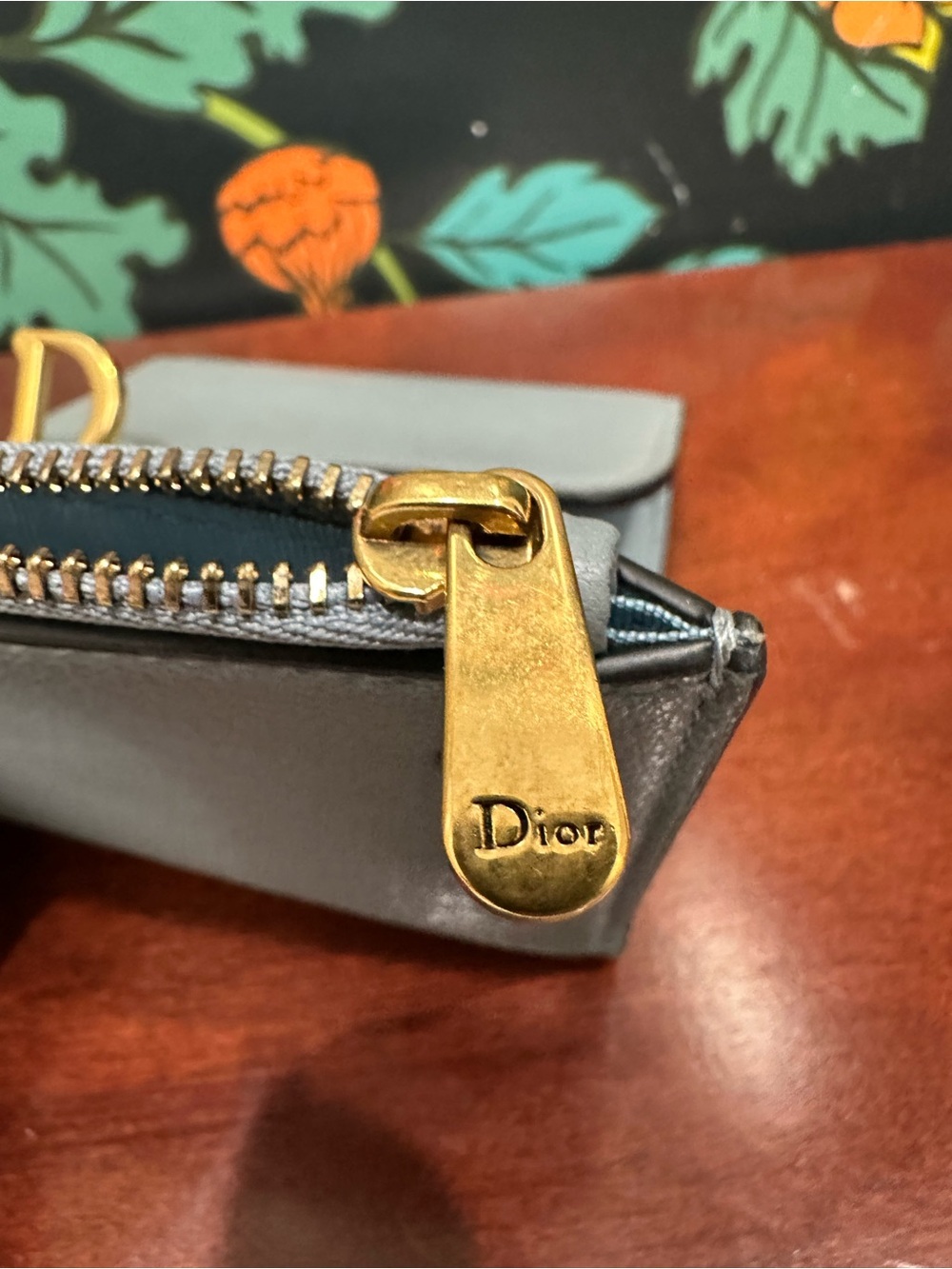 Christian Dior Saddle Lotus Wallet Gray Calfskin Gold D Hardware Compact Wallet - Picture 12 of 13